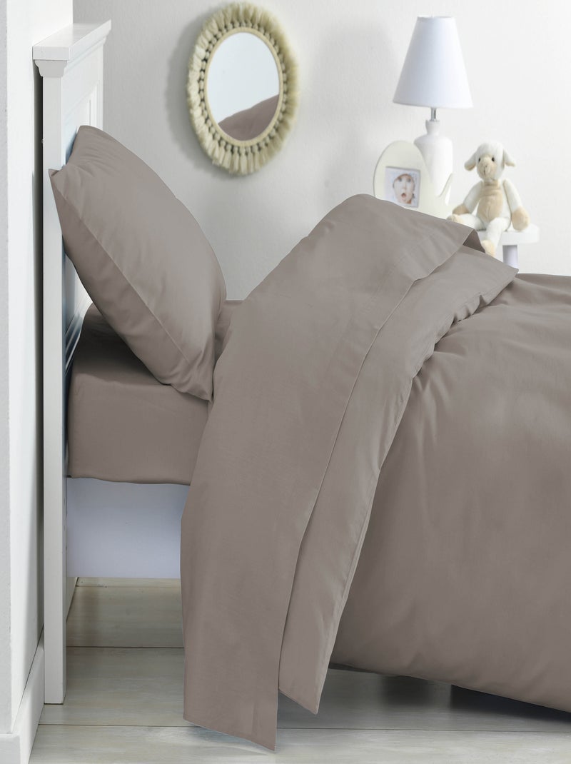 Drap plat pour lit bébé 100% coton Bio - 'P'tit Basile' Gris taupe - Kiabi
