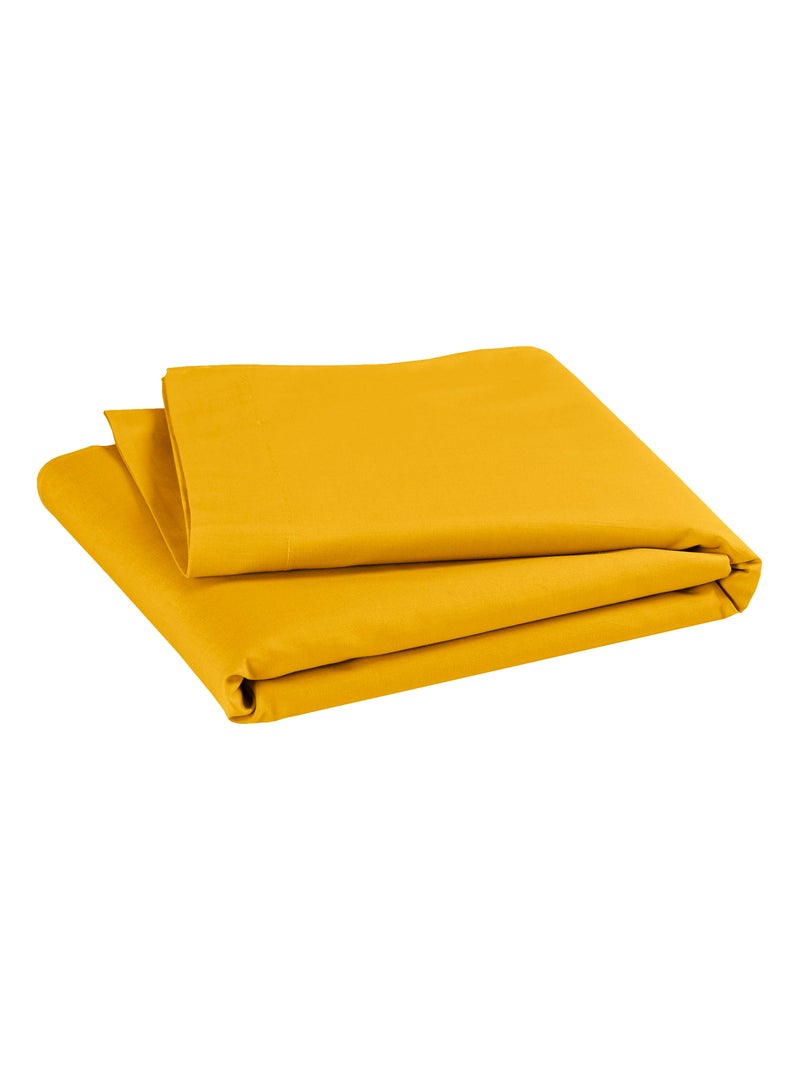 Drap plat pour lit bébé 100% coton Bio - 'P'tit Basile' Jaune moutarde - Kiabi