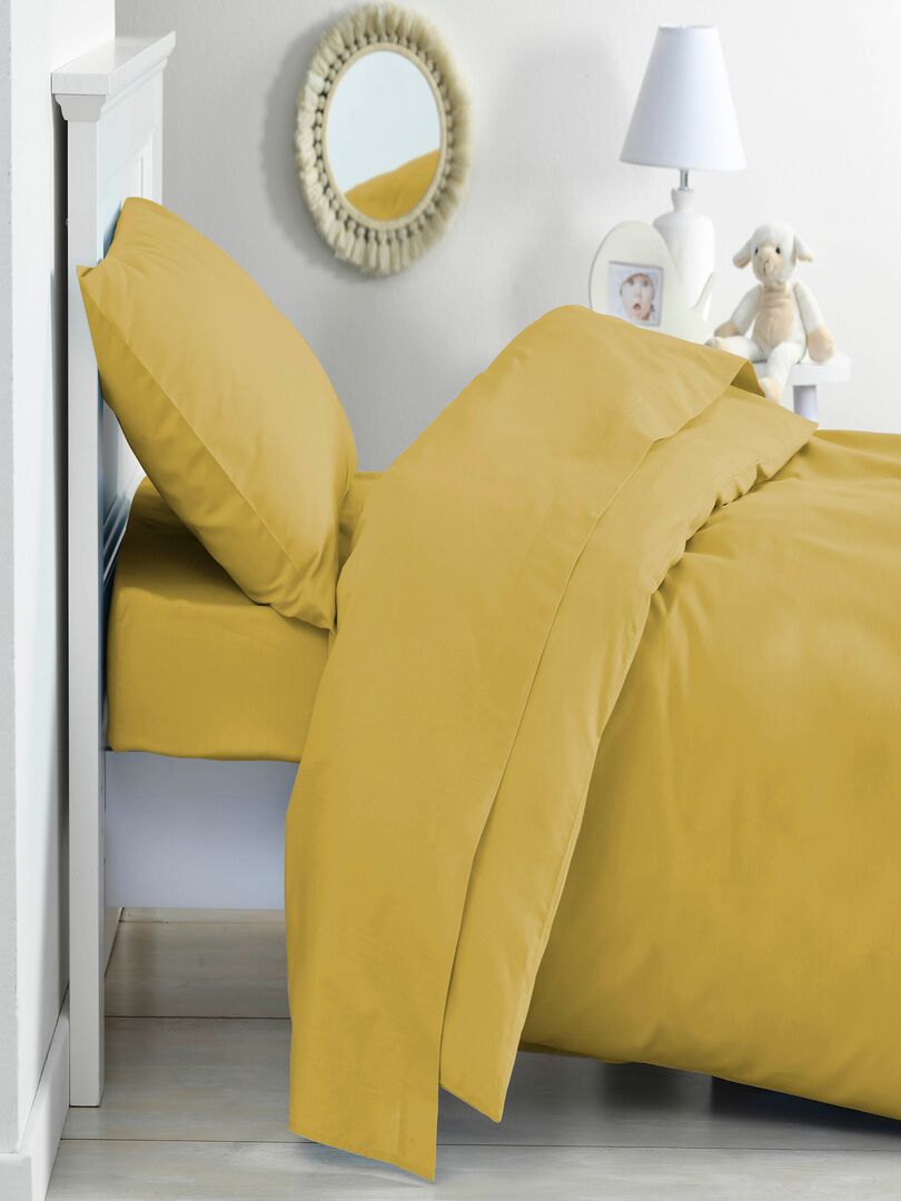 Drap plat pour lit bébé 100% coton Bio - 'P'tit Basile' Jaune or - Kiabi