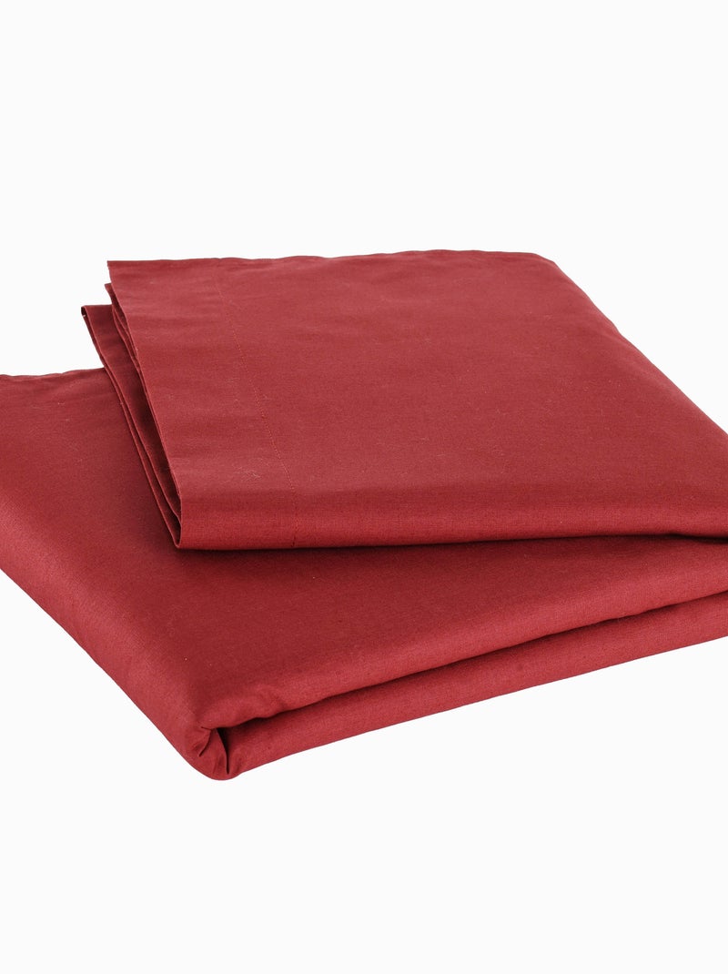 Drap plat pour lit bébé 100% coton Bio - 'P'tit Basile' Rouge bordeaux - Kiabi