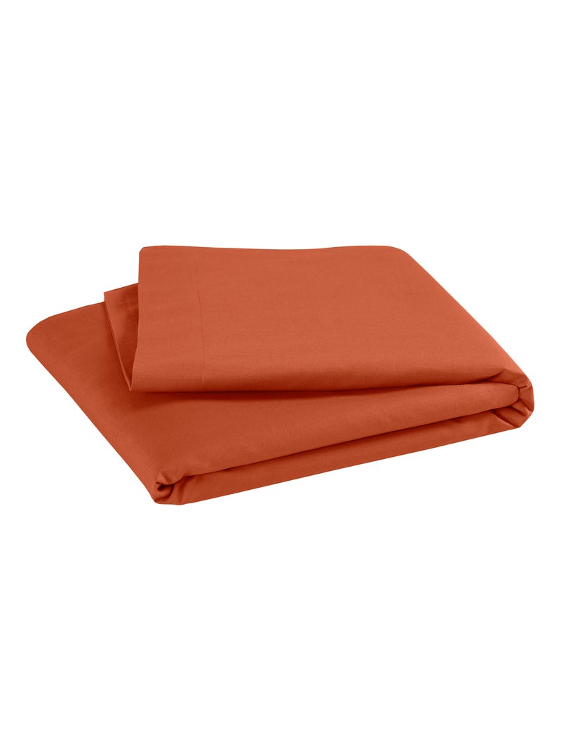 Drap plat pour lit bébé 100% coton Bio - 'P'tit Basile' Rouge brique - Kiabi