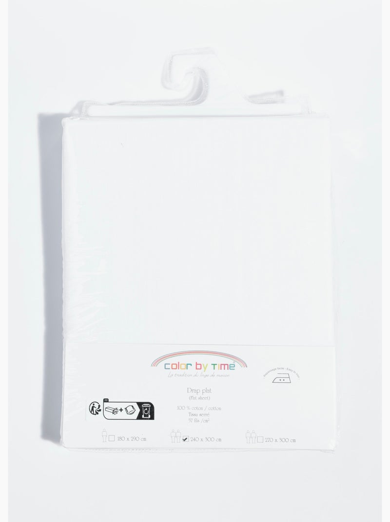 Drap plat pur coton, repassage facile - AFIBEL Blanc - Kiabi