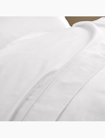 Drap Plat Sable Satin de Coton Peigné 120 Fils/cm² - Qualité Hôtelière Premium