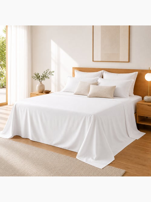 Drap Plat Sable Satin de Coton Peigné 120 Fils/cm² - Qualité Hôtelière Premium - Kiabi Drap Plat Sable Satin de Coton Peigné 120 Fils/cm² - Qualité Hôtelière Premium - Kiabi