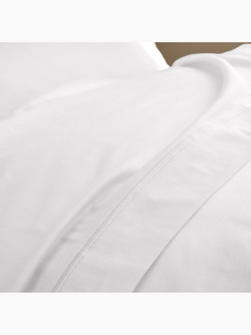 Drap Plat Sable Satin de Coton Peigné 120 Fils/cm² - Qualité Hôtelière Premium Blanc - Kiabi