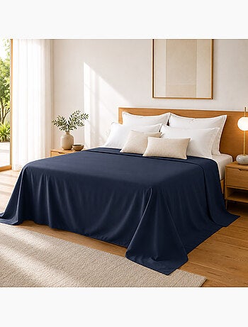 Drap Plat Sable Satin de Coton Peigné 120 Fils/cm² - Qualité Hôtelière Premium