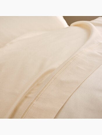 Drap Plat Sable Satin de Coton Peigné 120 Fils/cm² - Qualité Hôtelière Premium