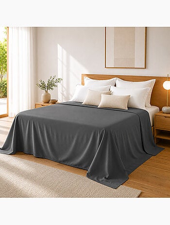 Drap Plat Sable Satin de Coton Peigné 120 Fils/cm² - Qualité Hôtelière Premium