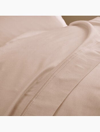 Drap Plat Sable Satin de Coton Peigné 120 Fils/cm² - Qualité Hôtelière Premium
