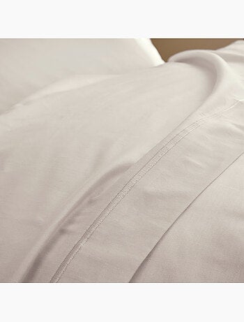 Drap Plat Sable Satin de Coton Peigné 120 Fils/cm² - Qualité Hôtelière Premium