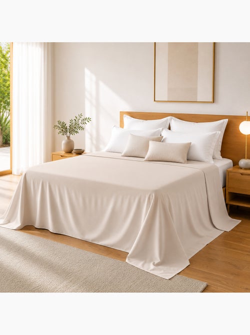 Drap Plat Sable Satin de Coton Peigné 120 Fils/cm² - Qualité Hôtelière Premium - Kiabi Drap Plat Sable Satin de Coton Peigné 120 Fils/cm² - Qualité Hôtelière Premium - Kiabi