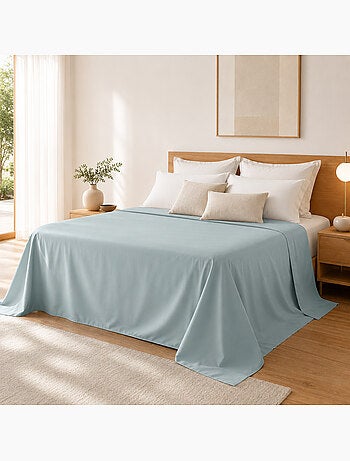 Drap Plat Sable Satin de Coton Peigné 120 Fils/cm² - Qualité Hôtelière Premium
