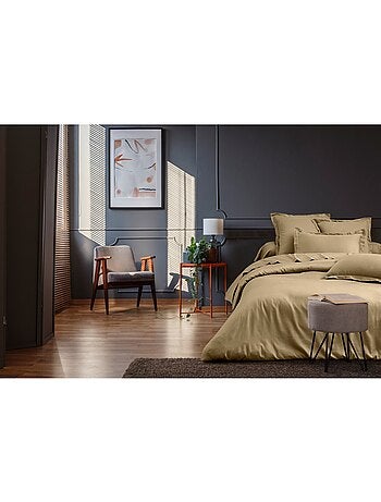 Drap plat satin de coton bleu