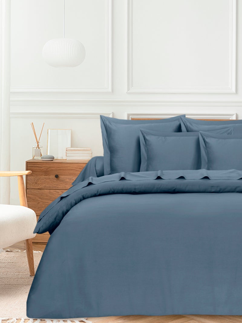 Drap plat satin de coton Bleu - Kiabi