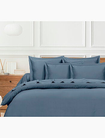 Drap plat satin de coton bleu