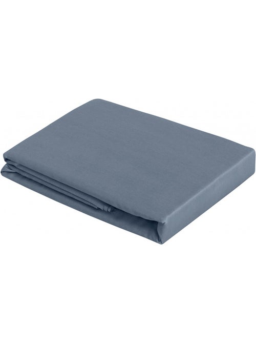 Drap plat satin de coton bleu - Kiabi