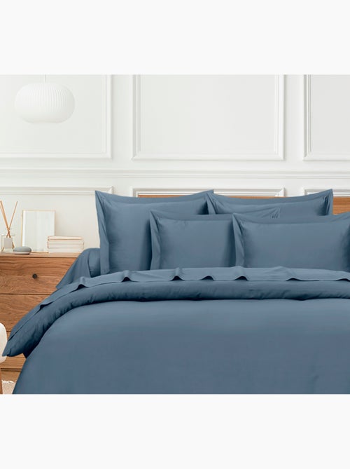 Drap plat satin de coton bleu - Kiabi