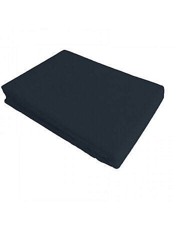 Drap plat satin de coton bleu