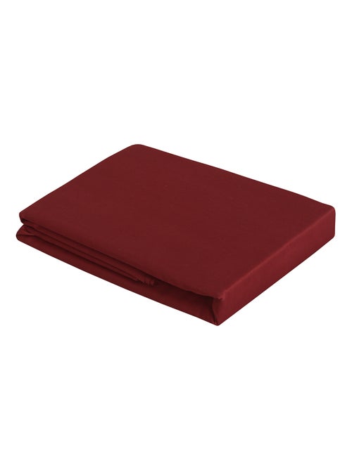 Drap plat satin de coton bordeaux - Kiabi