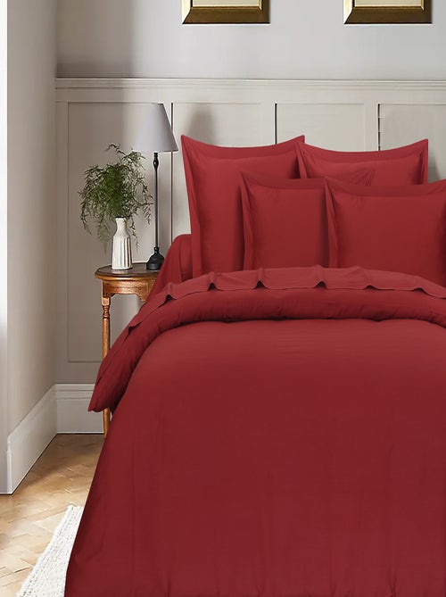 Drap plat satin de coton bordeaux - Kiabi