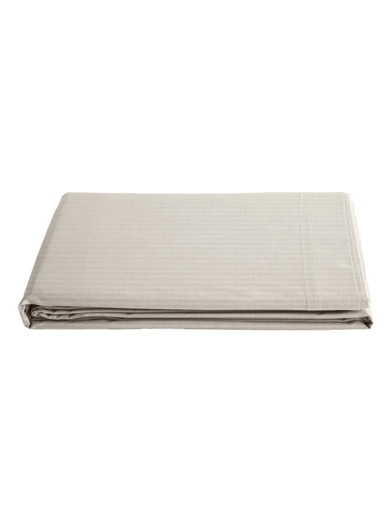 Drap plat satin de coton CONCERTO A rayures Gris chiné - Kiabi