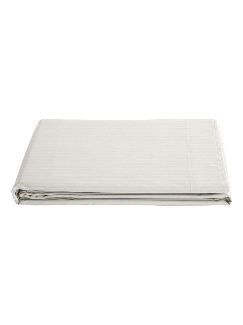 Drap plat satin de coton CONCERTO A rayures Gris perle - Kiabi