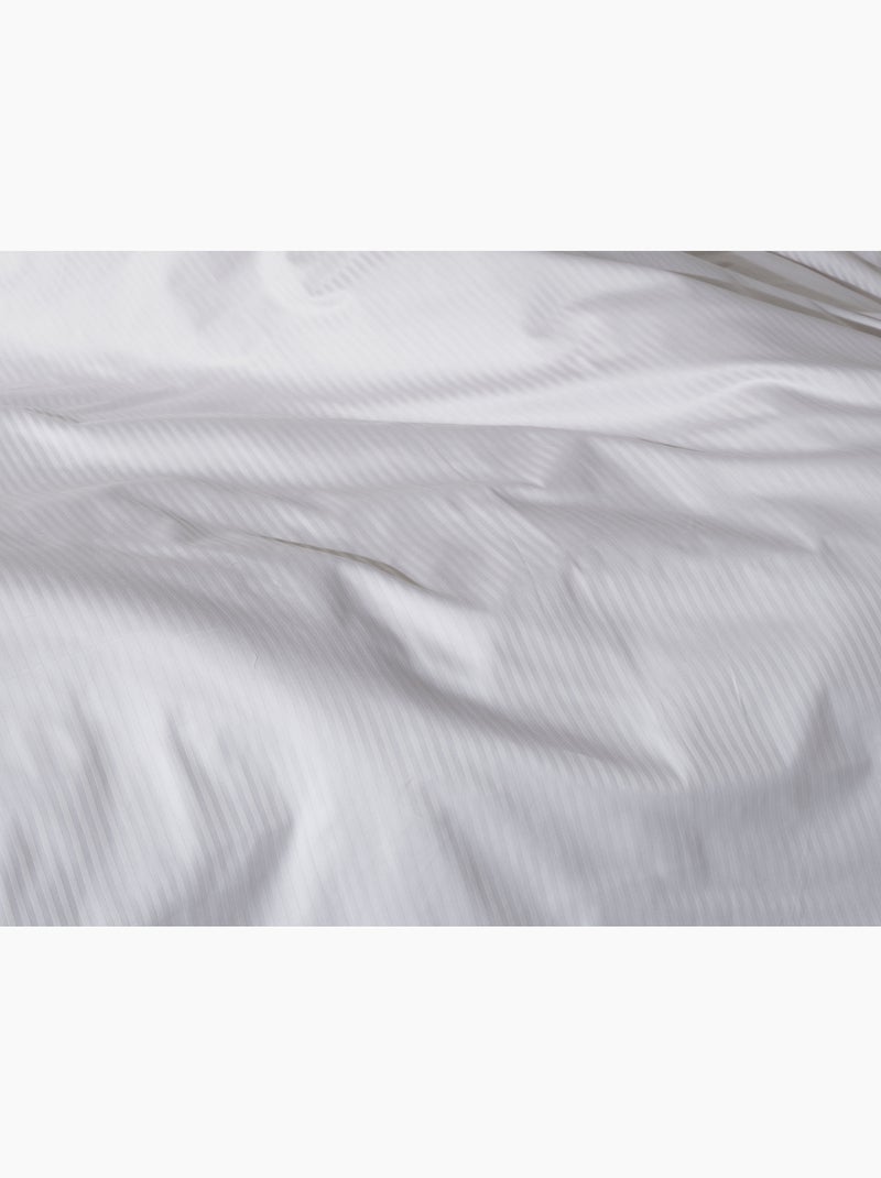 Drap plat satin de coton rayé Blanc - Kiabi