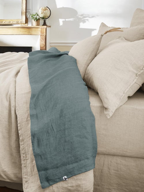 Drap plat "Soline" toutes dimensions Lin lavé - Soline Ardoise - 270 x 300 cm pour lit King size - Kiabi