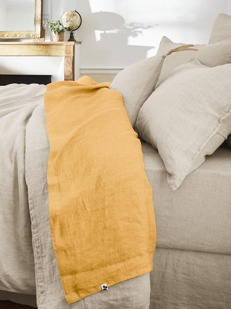 Drap plat "Soline" toutes dimensions Lin lavé - Soline Miel - 240 x 300 cm pour lit 2 places Jaune - Kiabi