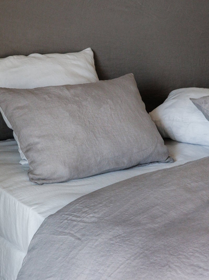 Drap plat SONATE lin lavé froissé Gris moyen - Kiabi