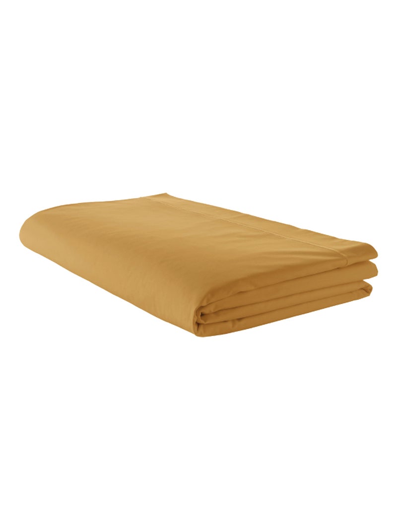 Drap plat uni en percale de coton Miel - Kiabi