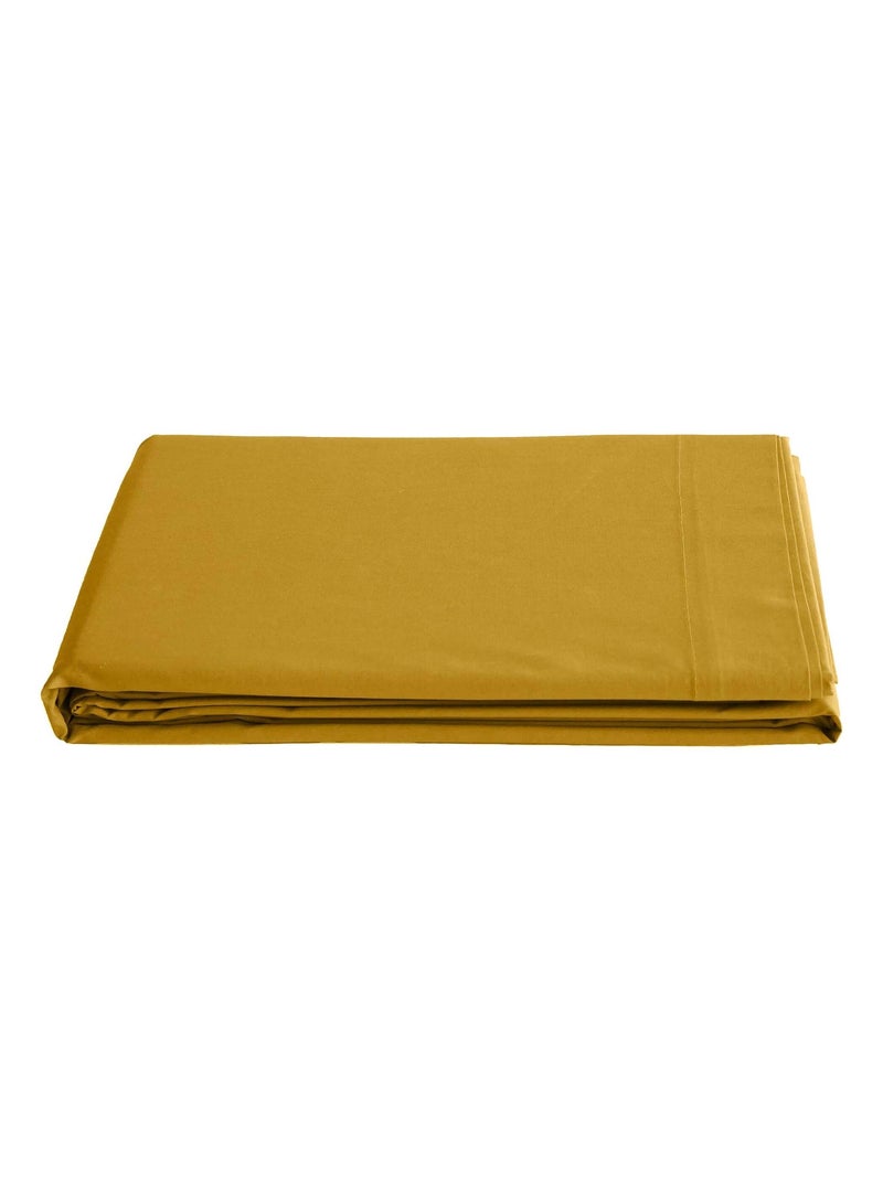 Drap plat uni percale de coton MANOIR Moutarde - Kiabi