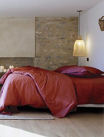 Drap plat uni percale de coton MANOIR