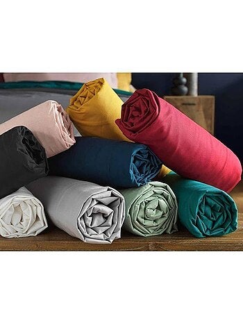 Draps housse -lot de 6 - 160 x 200 cm - polycoton 57 fils - bonnet 25 cm - multicolore