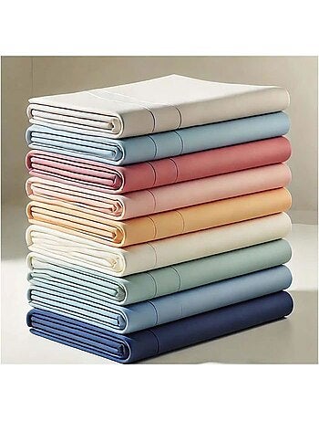 Draps housse -lot de 6 - 160 x 200 cm - polycoton 57 fils - bonnet 25 cm - multicolore