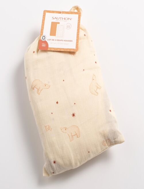 Draps housse bébé en coton bio lot de 2 - SAUTHON - Kiabi