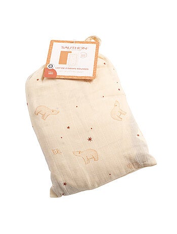 Draps housse bébé en coton bio lot de 2 - SAUTHON