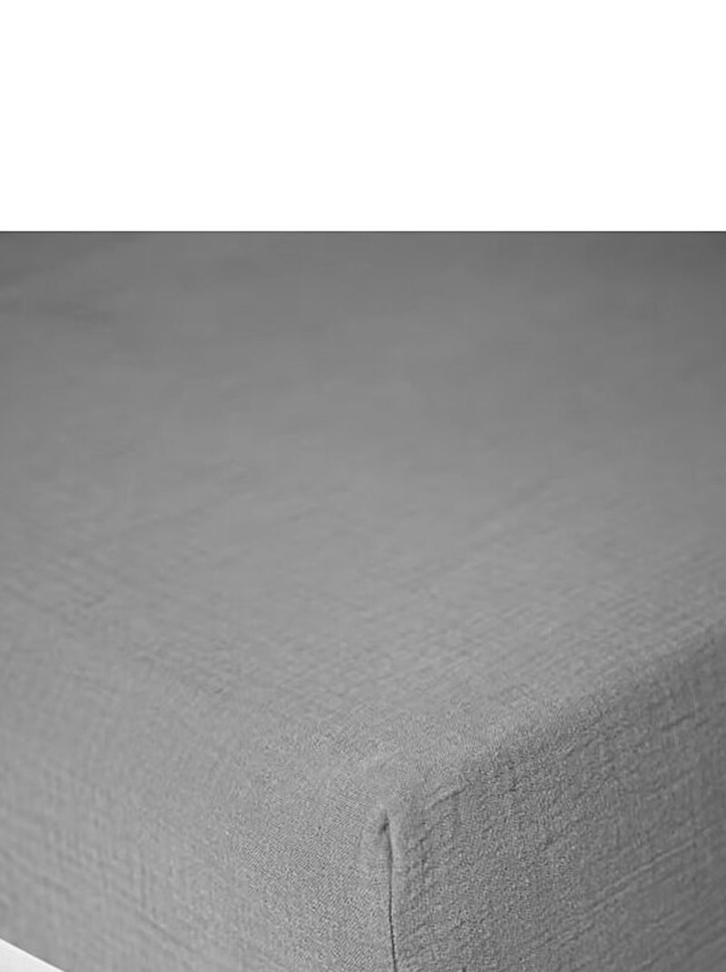 Draps housse gaze de coton alia promo linge gris anthracite - Kiabi
