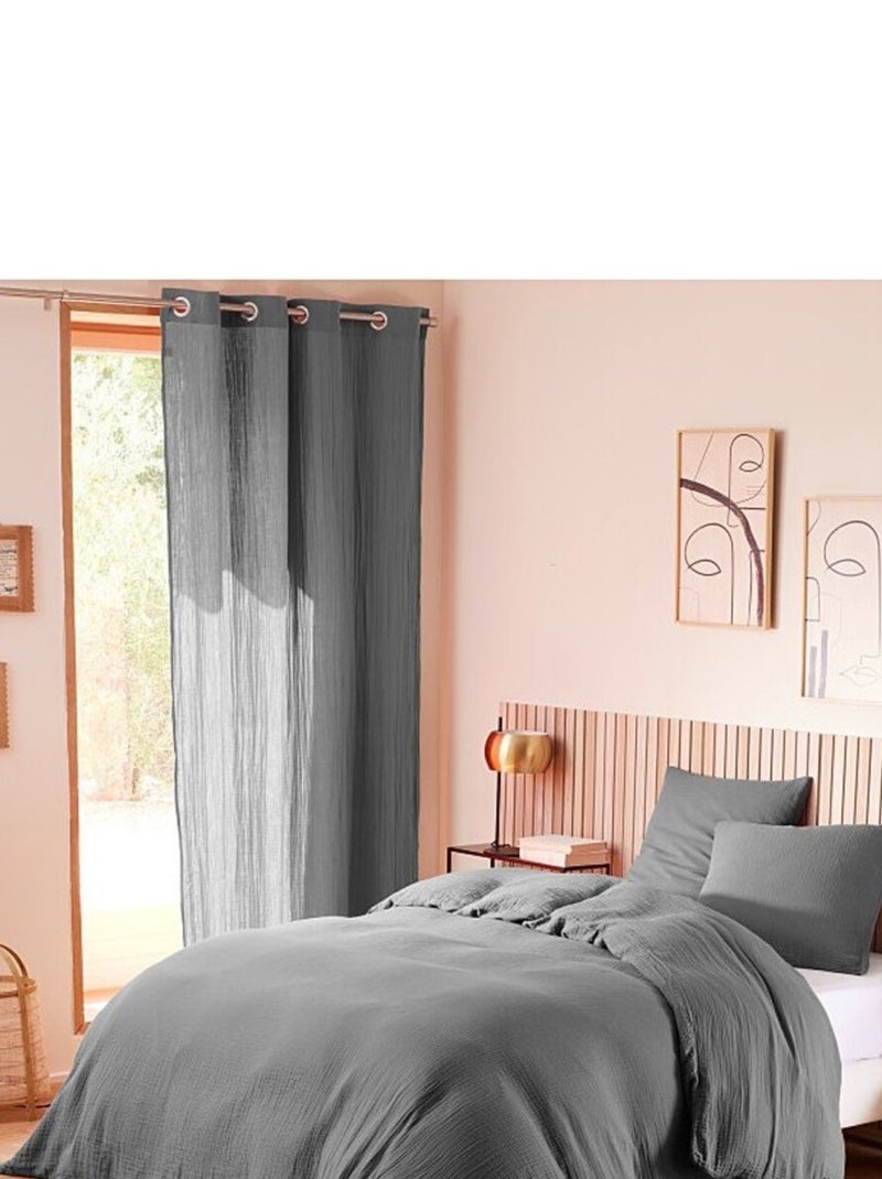 Draps housse gaze de coton alia promo linge gris anthracite - Kiabi