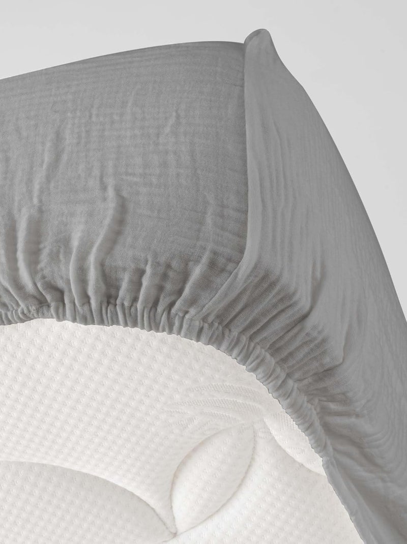 Draps Housse Gaze de coton Alia PROMO LINGE Gris - Kiabi