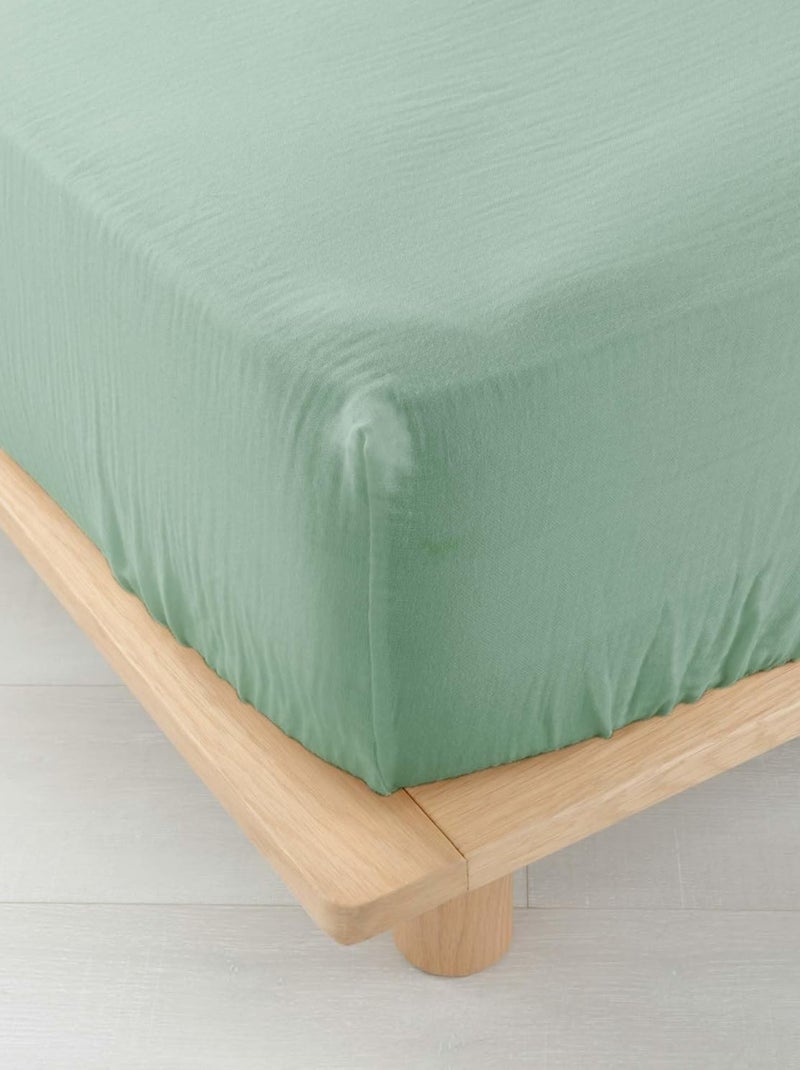 Draps Housse Gaze de coton Alia PROMO LINGE Vert Sauge - Kiabi