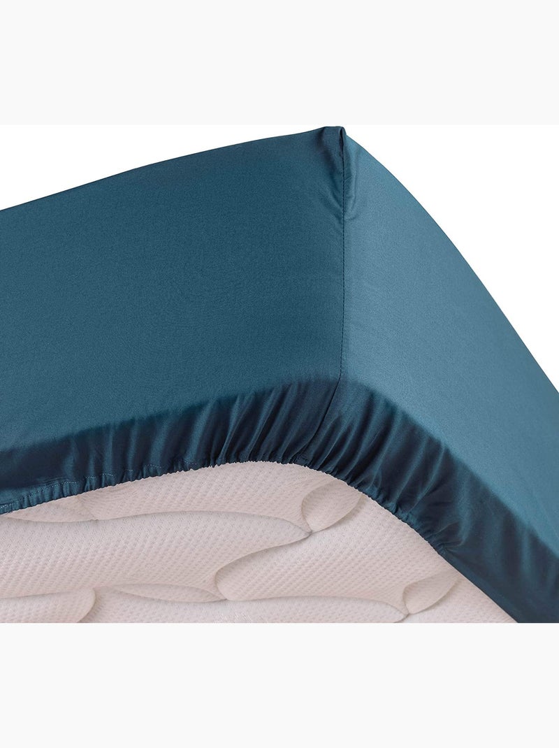 Draps Housse Percale de Coton 78fils LIA PROMO LINGE Bleu - Kiabi
