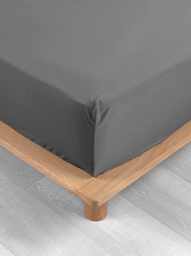 Draps Housse Percale de Coton 78fils LIA PROMO LINGE gris anthracite - Kiabi