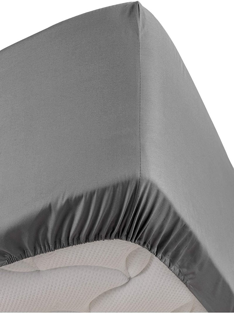 Draps Housse Percale de Coton 78fils LIA PROMO LINGE gris anthracite - Kiabi