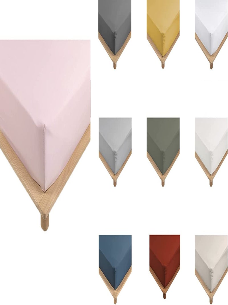 Draps Housse Percale de Coton 78fils LIA PROMO LINGE Rose - Kiabi