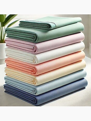 Draps housses - coton - 90x190cm - bonnet 25cm - multicolore - doux et confortable