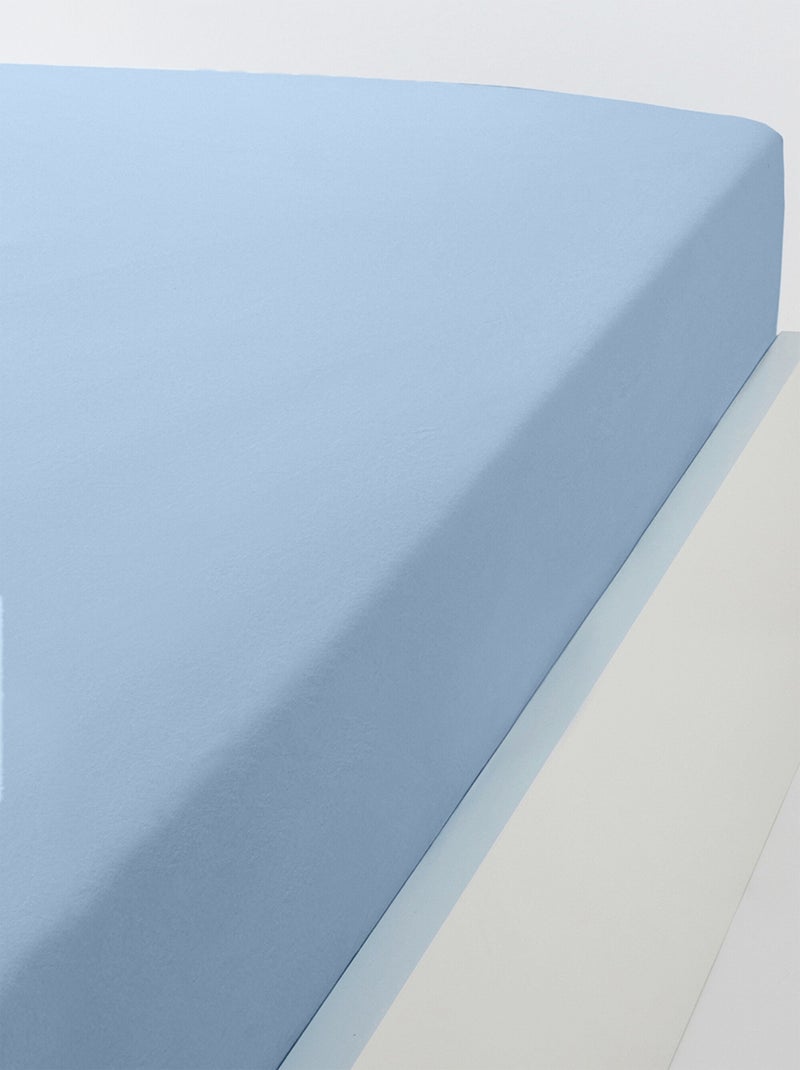 Draps housses unis en jersey de coton Blanc Bleu - Kiabi