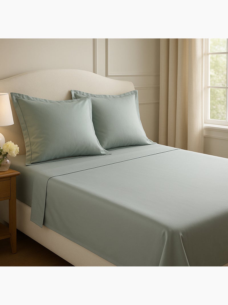 Draps plat en satin de coton uni céladon - Désir Vert - Kiabi