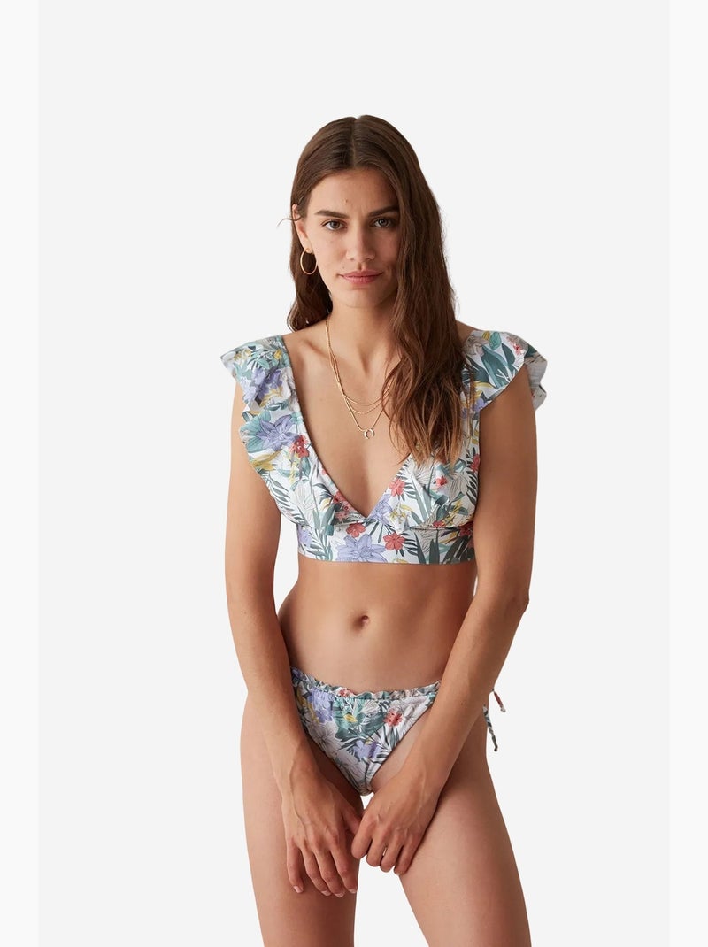 Dream garden bas de bikini super à motif fleuri et volants penti Blanc Vert - Kiabi