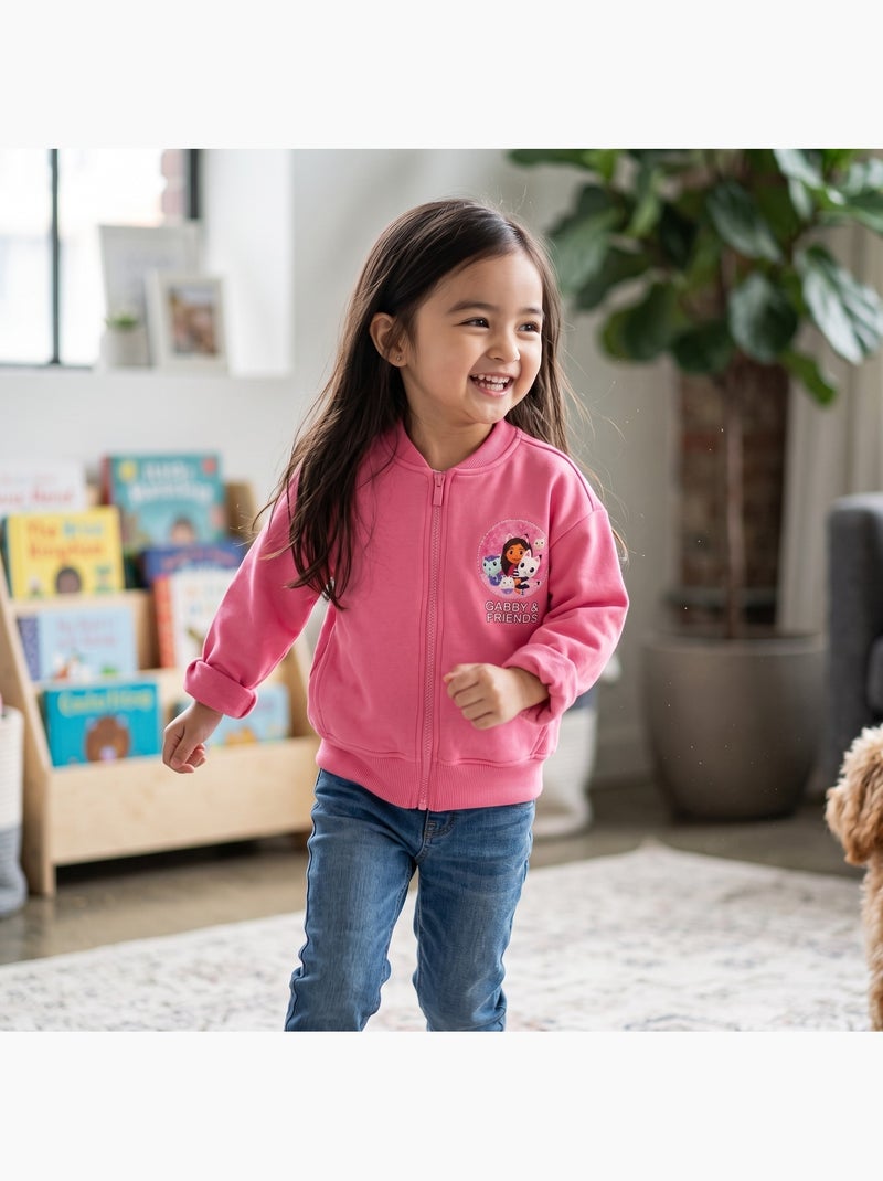 Dreamworks - veste zippée imprimée, finitions bord-côte Rose - Kiabi